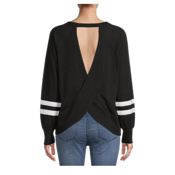 No Boundaries Juniors’ Elegant Black/White Soft Open Back Pullover Size Large - Picture 4 of 5